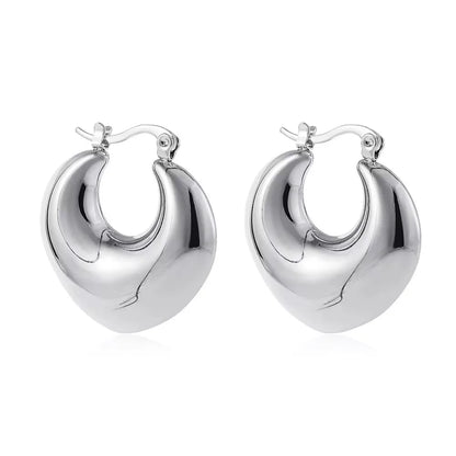 Vintage Chunky Round Earrings for Women Stainless Steel Gold Plated Geometric Gold Plated Thick Hoop Earring Fashion Jewelry