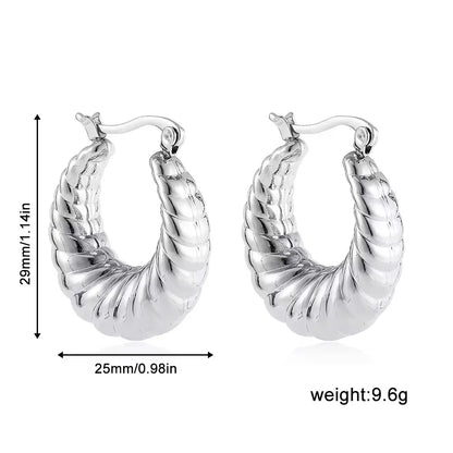 Vintage Chunky Round Earrings for Women Stainless Steel Gold Plated Geometric Gold Plated Thick Hoop Earring Fashion Jewelry