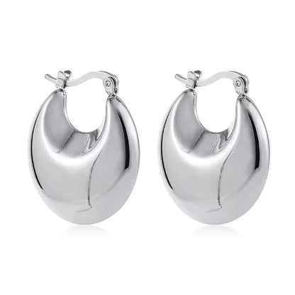 Vintage Chunky Round Earrings for Women Stainless Steel Gold Plated Geometric Gold Plated Thick Hoop Earring Fashion Jewelry
